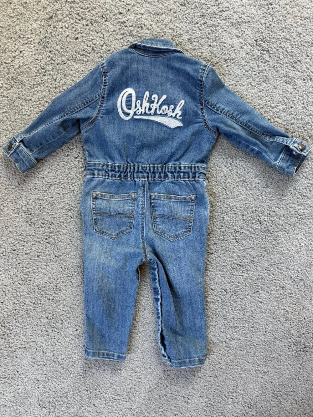 OshKosh B'gosh Denim Button-Front Jumpsuit - Size 18M - Excel. Pre-own Condition